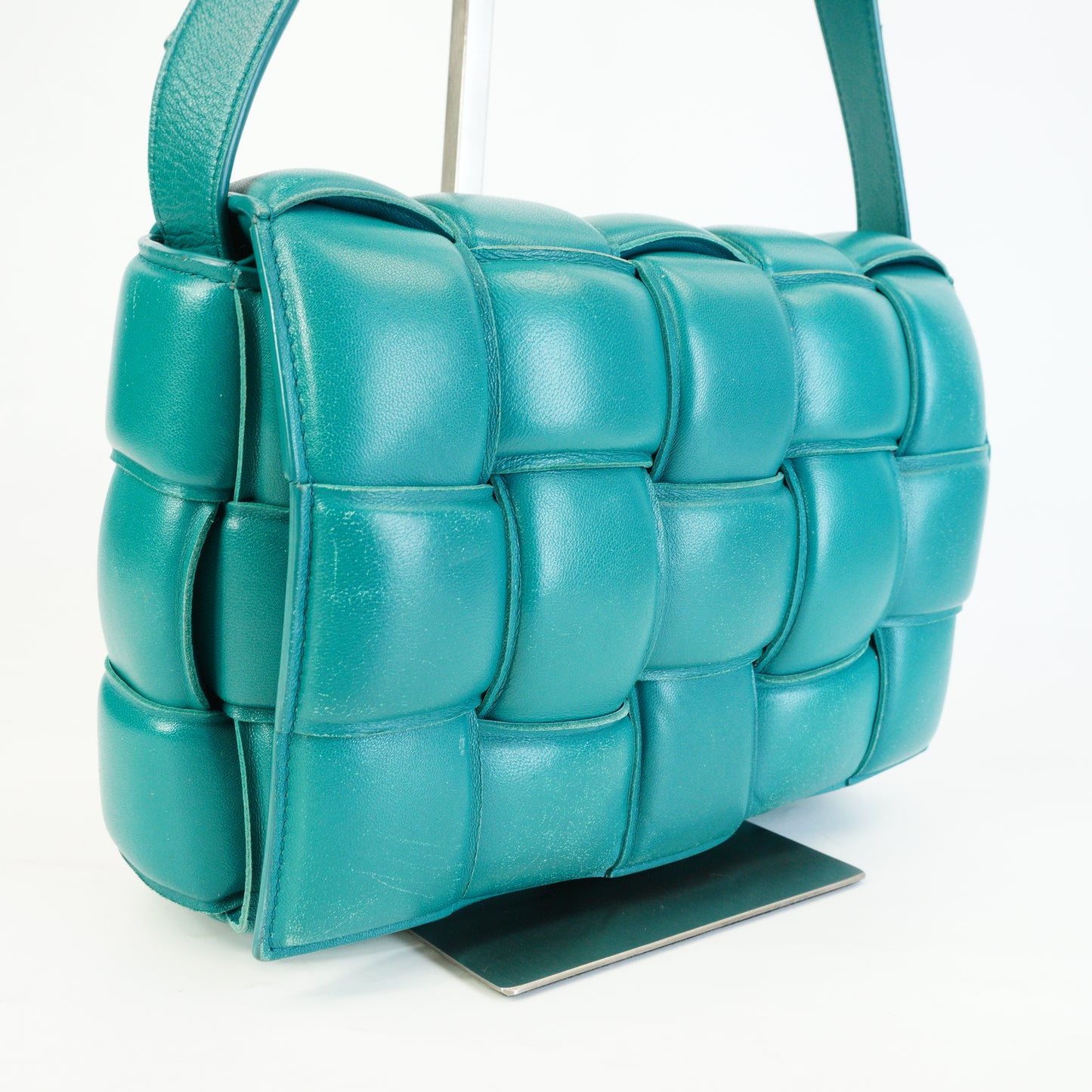 Bottega Veneta Padded Cassette Teal Medium GHW