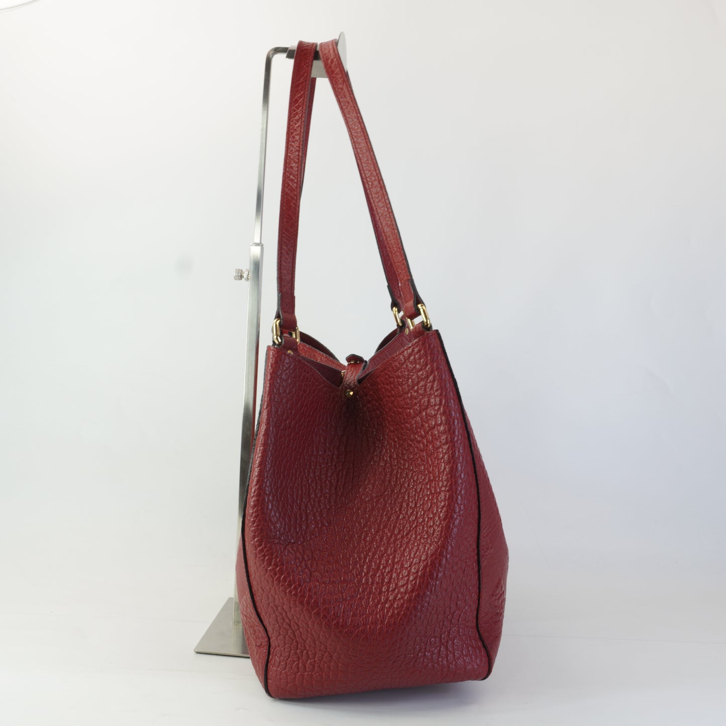 Burberry	Canterbury Small Tote Embossed Check Grain Leather