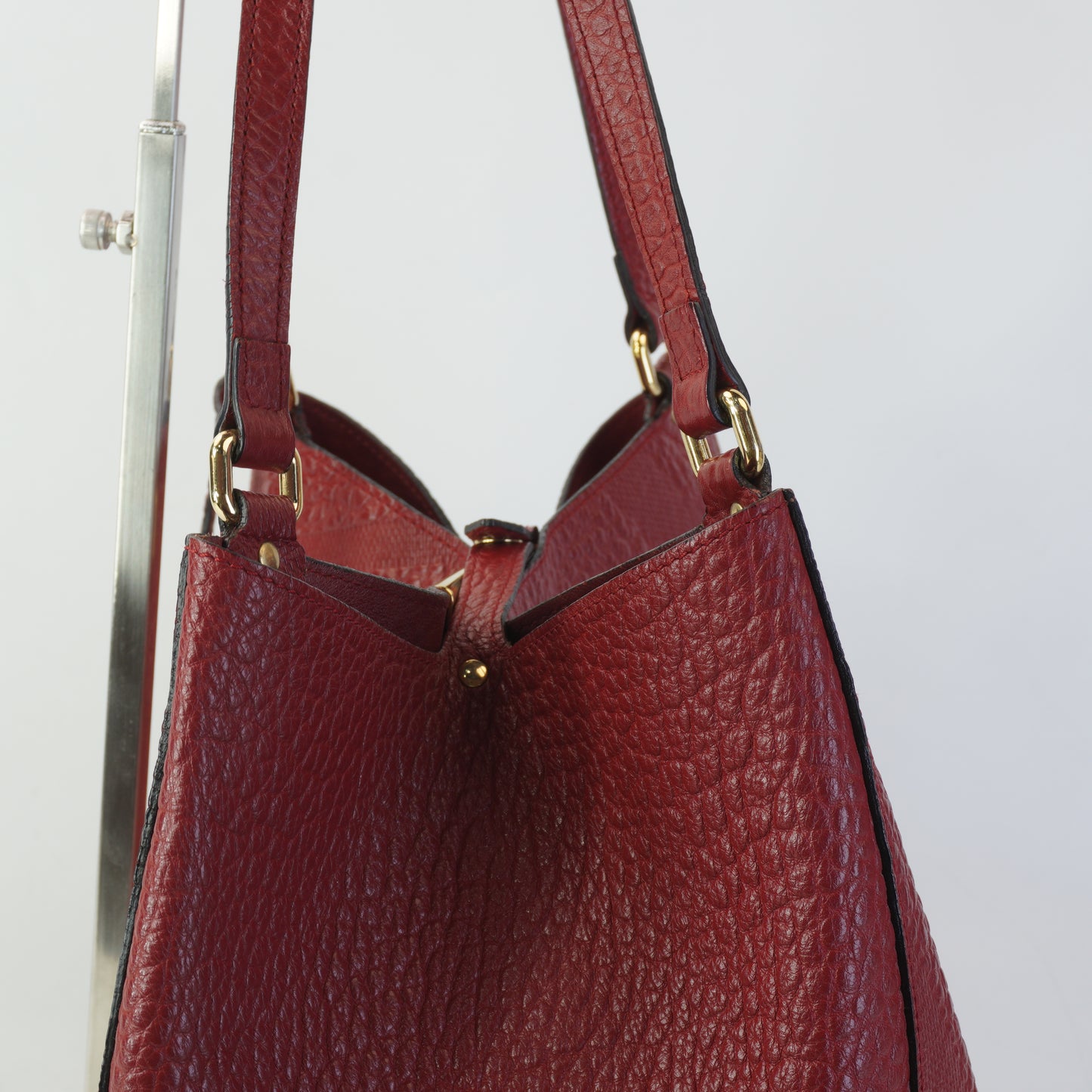 Burberry	Canterbury Small Tote Embossed Check Grain Leather