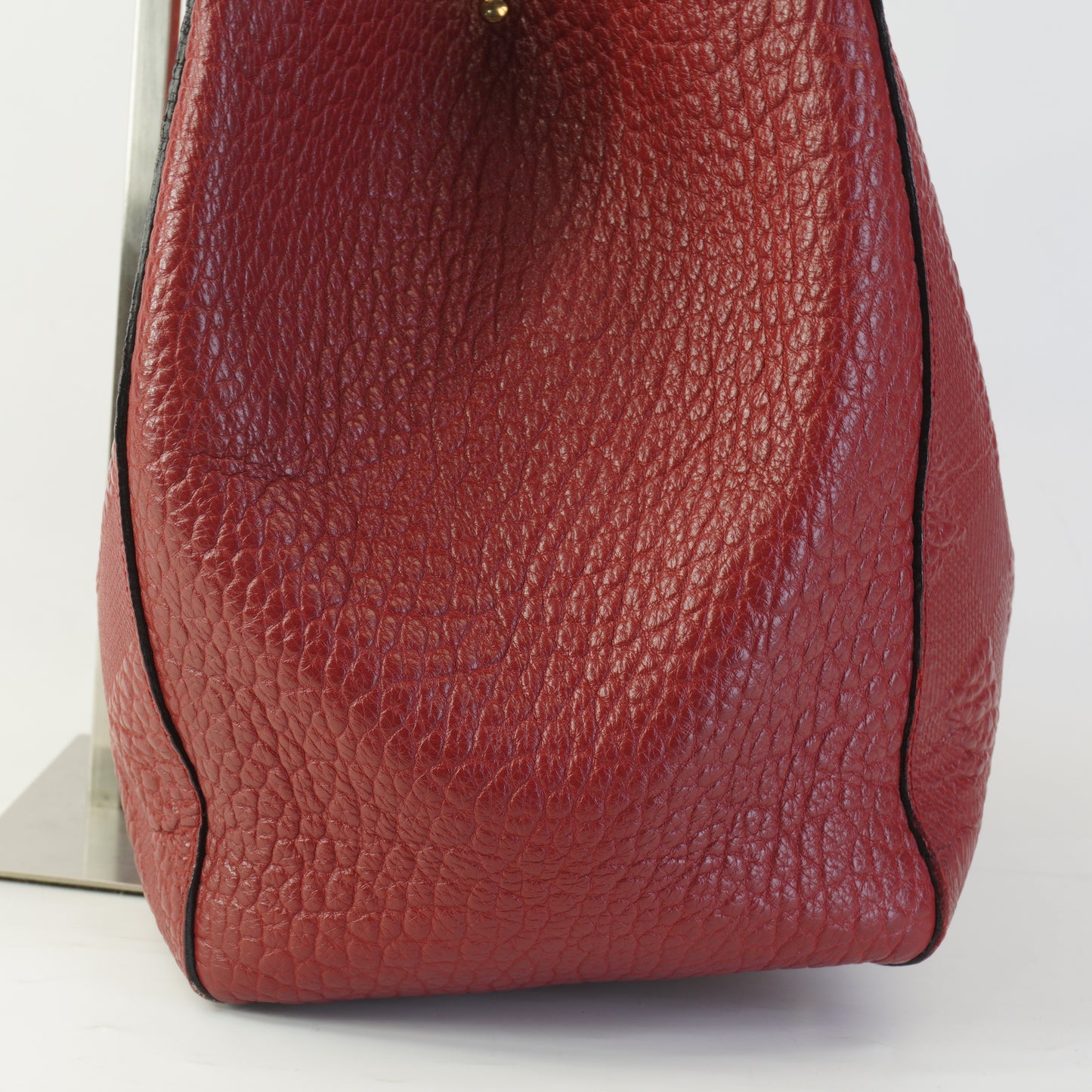 Burberry	Canterbury Small Tote Embossed Check Grain Leather