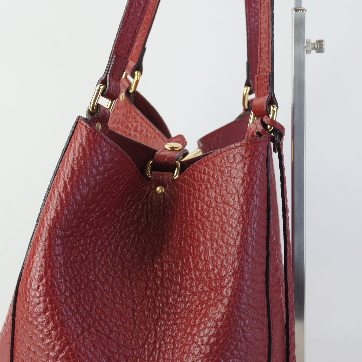 Burberry	Canterbury Small Tote Embossed Check Grain Leather
