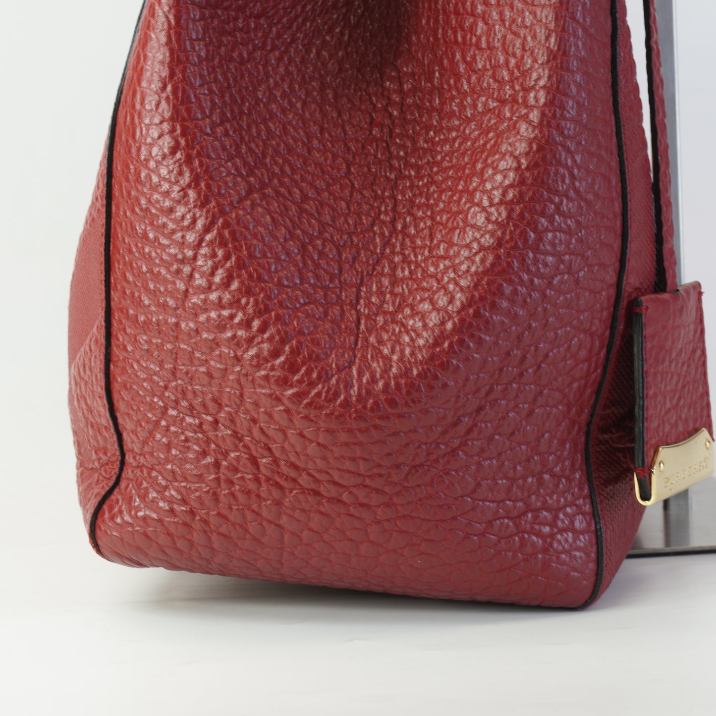 Burberry	Canterbury Small Tote Embossed Check Grain Leather