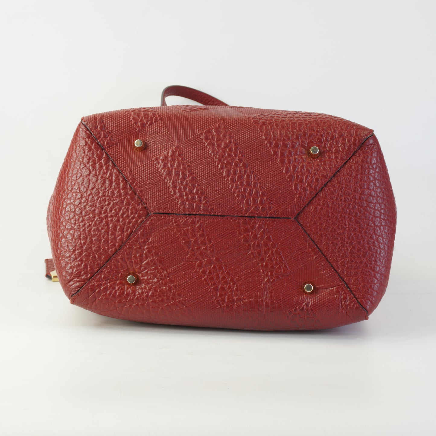 Burberry	Canterbury Small Tote Embossed Check Grain Leather