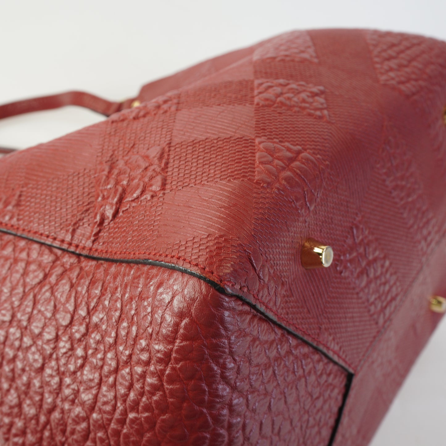Burberry	Canterbury Small Tote Embossed Check Grain Leather