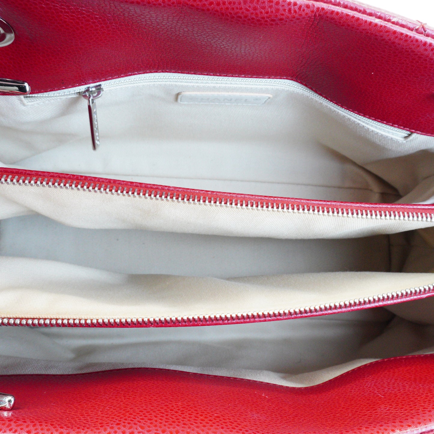 Chanel Timeless CC Soft Shopper Caviar Quilted Medium Red SHW