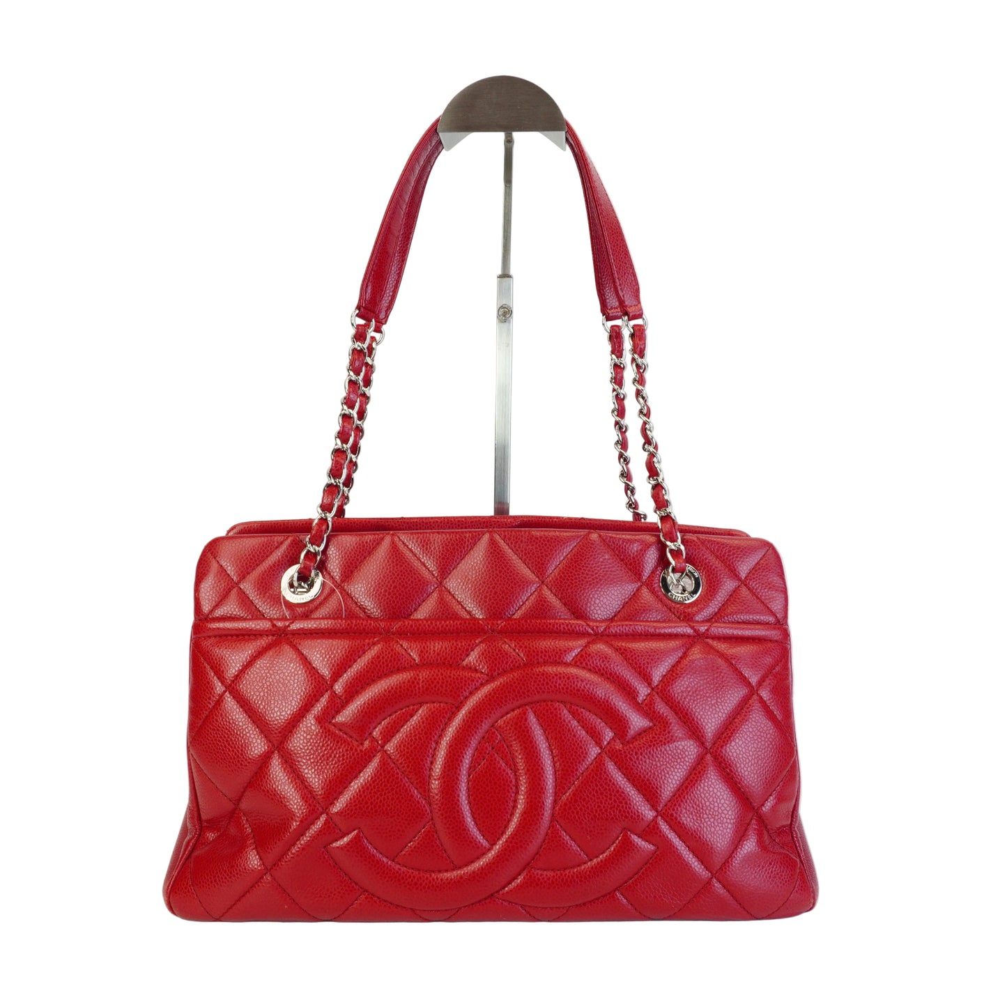Chanel Timeless CC Soft Shopper Caviar Quilted Medium Red SHW