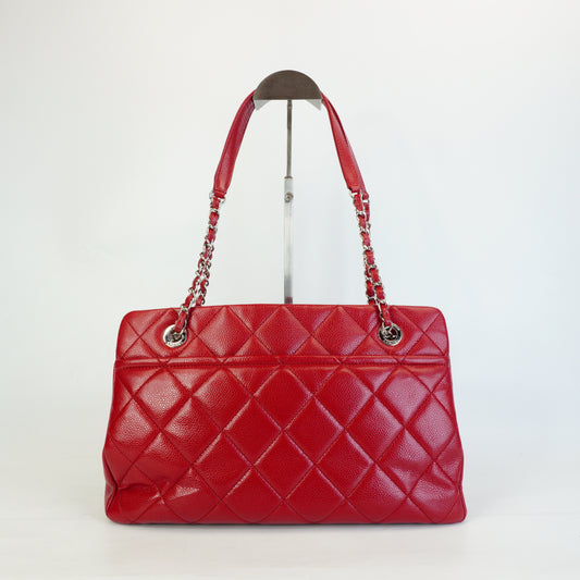 Chanel Timeless CC Soft Shopper Caviar Quilted Medium Red SHW