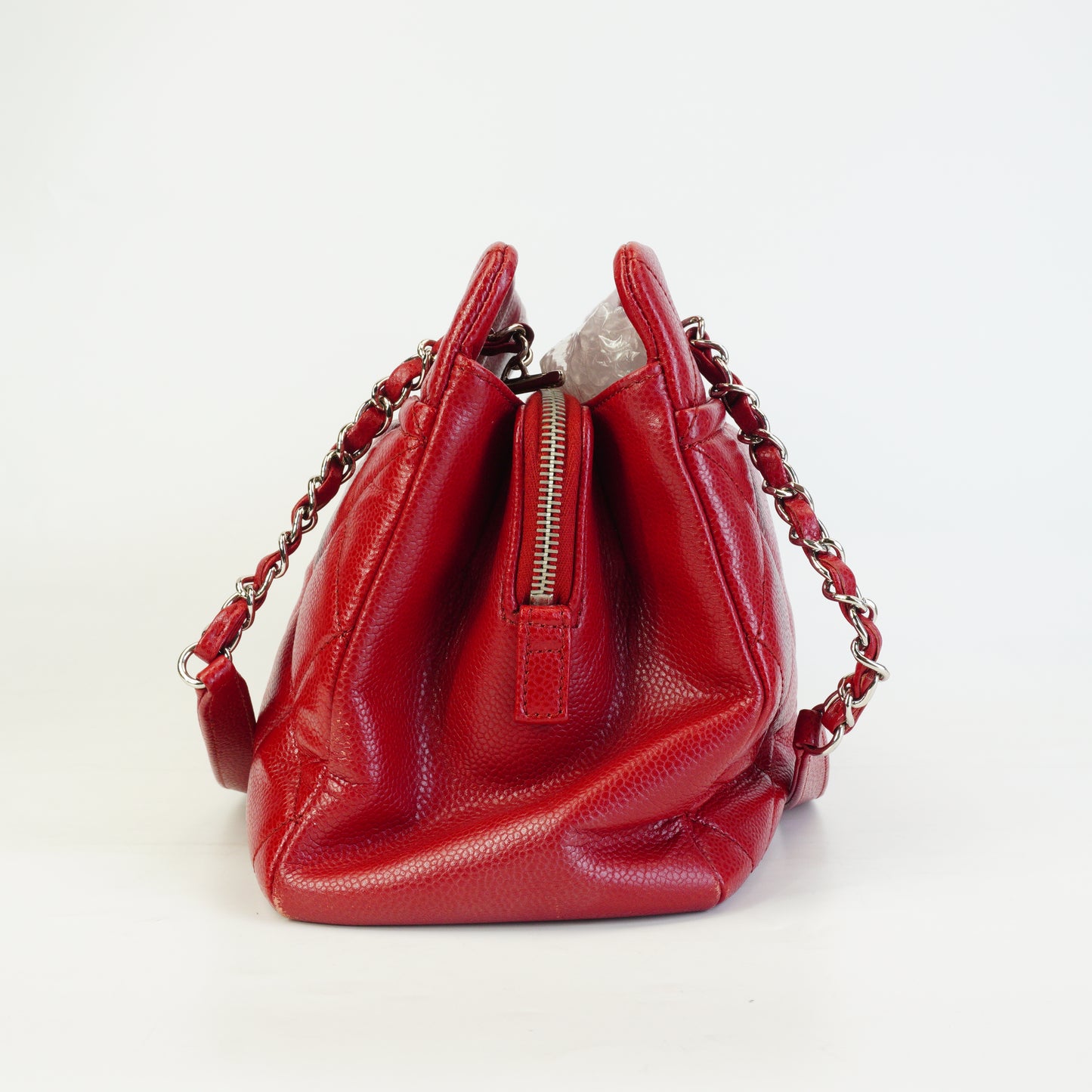 Chanel Timeless CC Soft Shopper Caviar Quilted Medium Red SHW