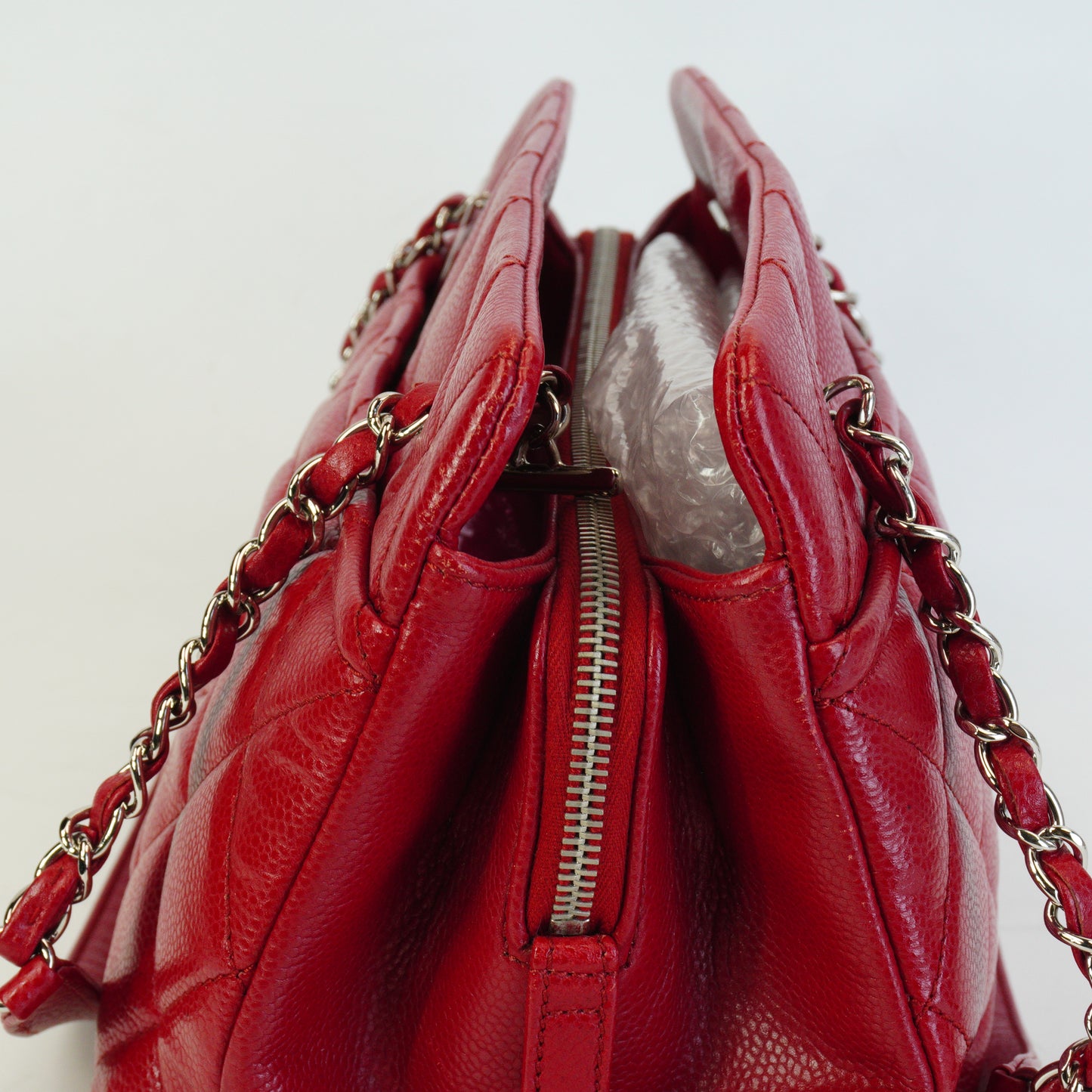 Chanel Timeless CC Soft Shopper Caviar Quilted Medium Red SHW
