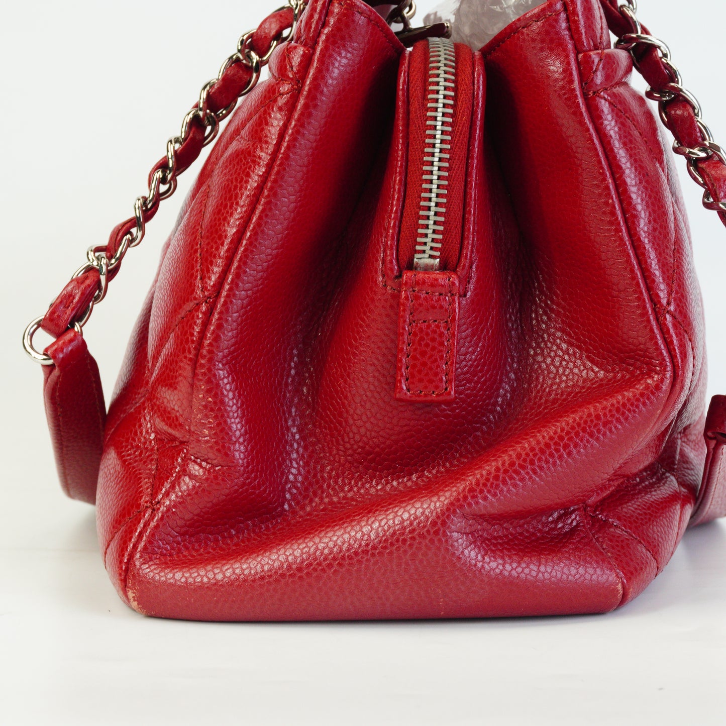 Chanel Timeless CC Soft Shopper Caviar Quilted Medium Red SHW