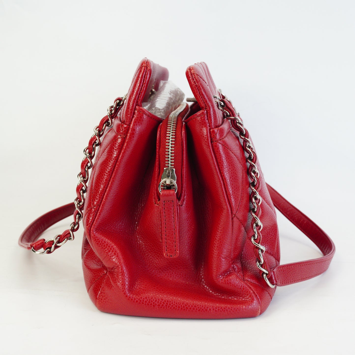 Chanel Timeless CC Soft Shopper Caviar Quilted Medium Red SHW