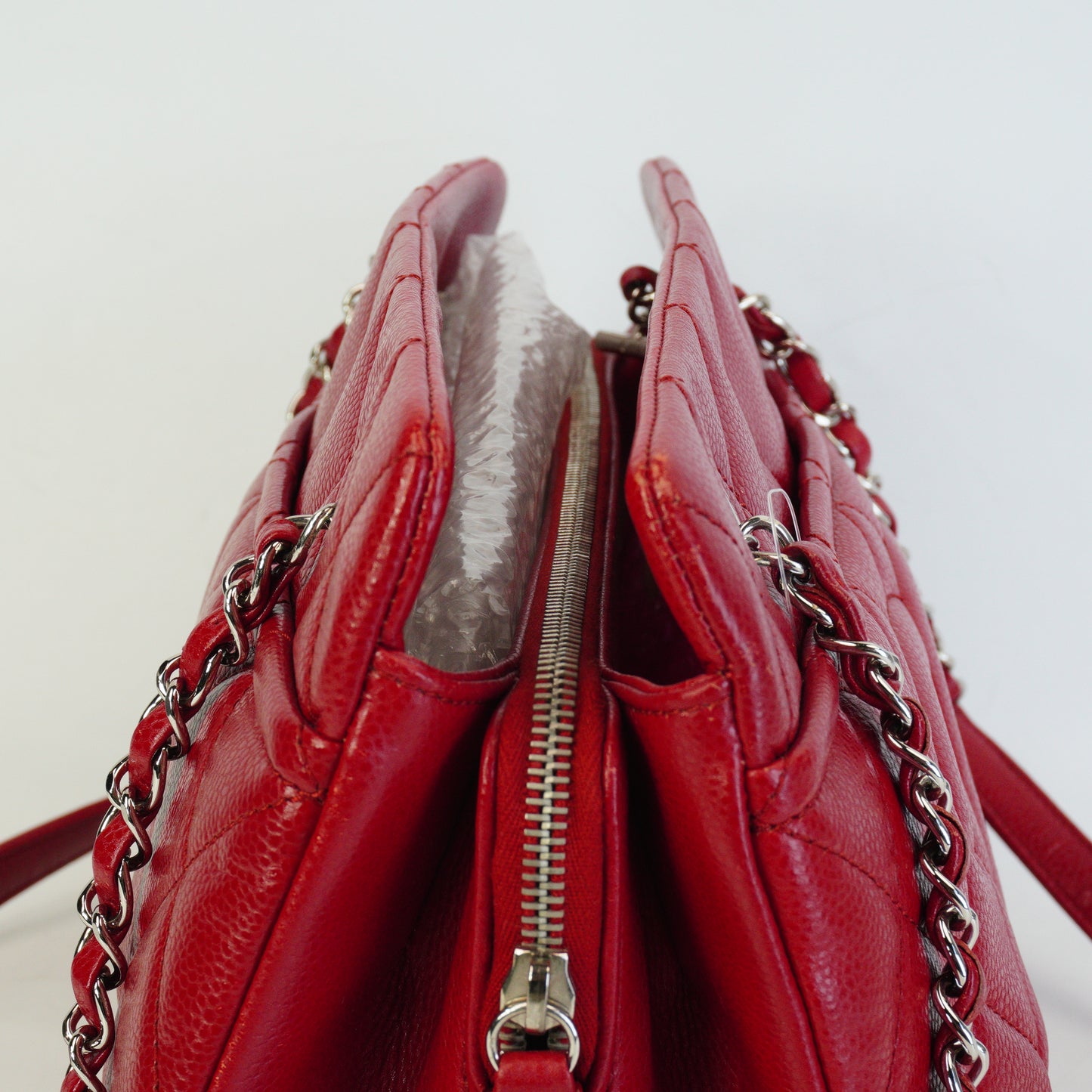 Chanel Timeless CC Soft Shopper Caviar Quilted Medium Red SHW