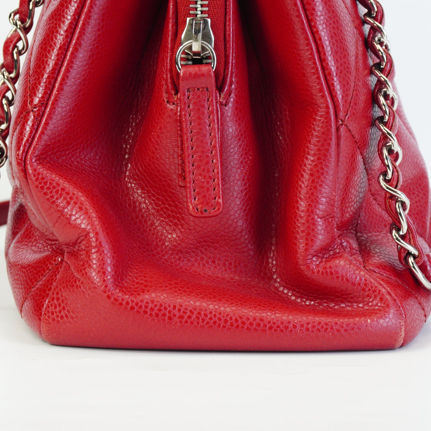 Chanel Timeless CC Soft Shopper Caviar Quilted Medium Red SHW