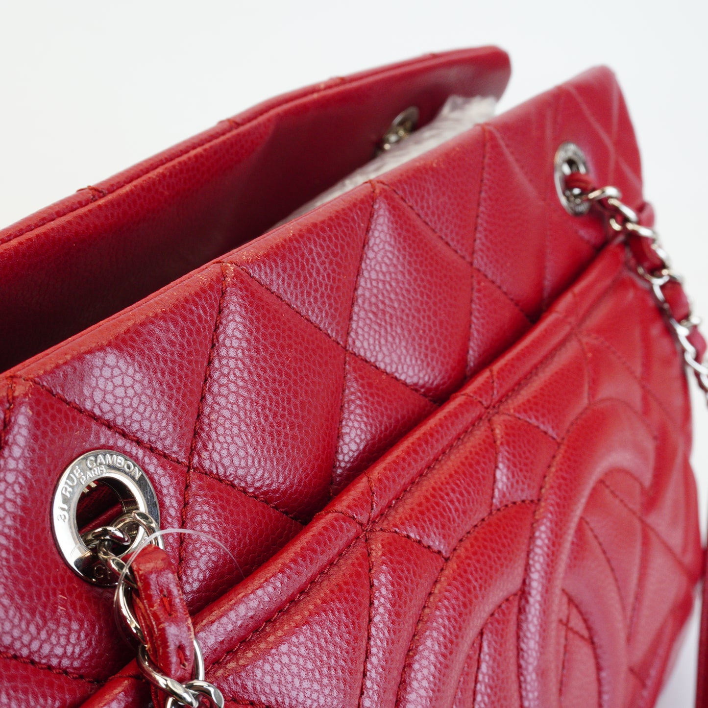 Chanel Timeless CC Soft Shopper Caviar Quilted Medium Red SHW