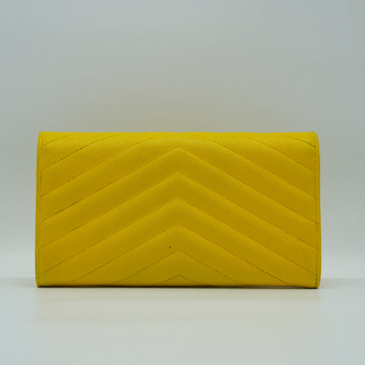 YSL	Envelope Flap Wallet Yellow GHW
