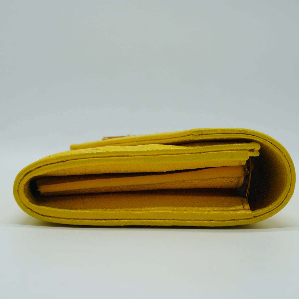 YSL	Envelope Flap Wallet Yellow GHW