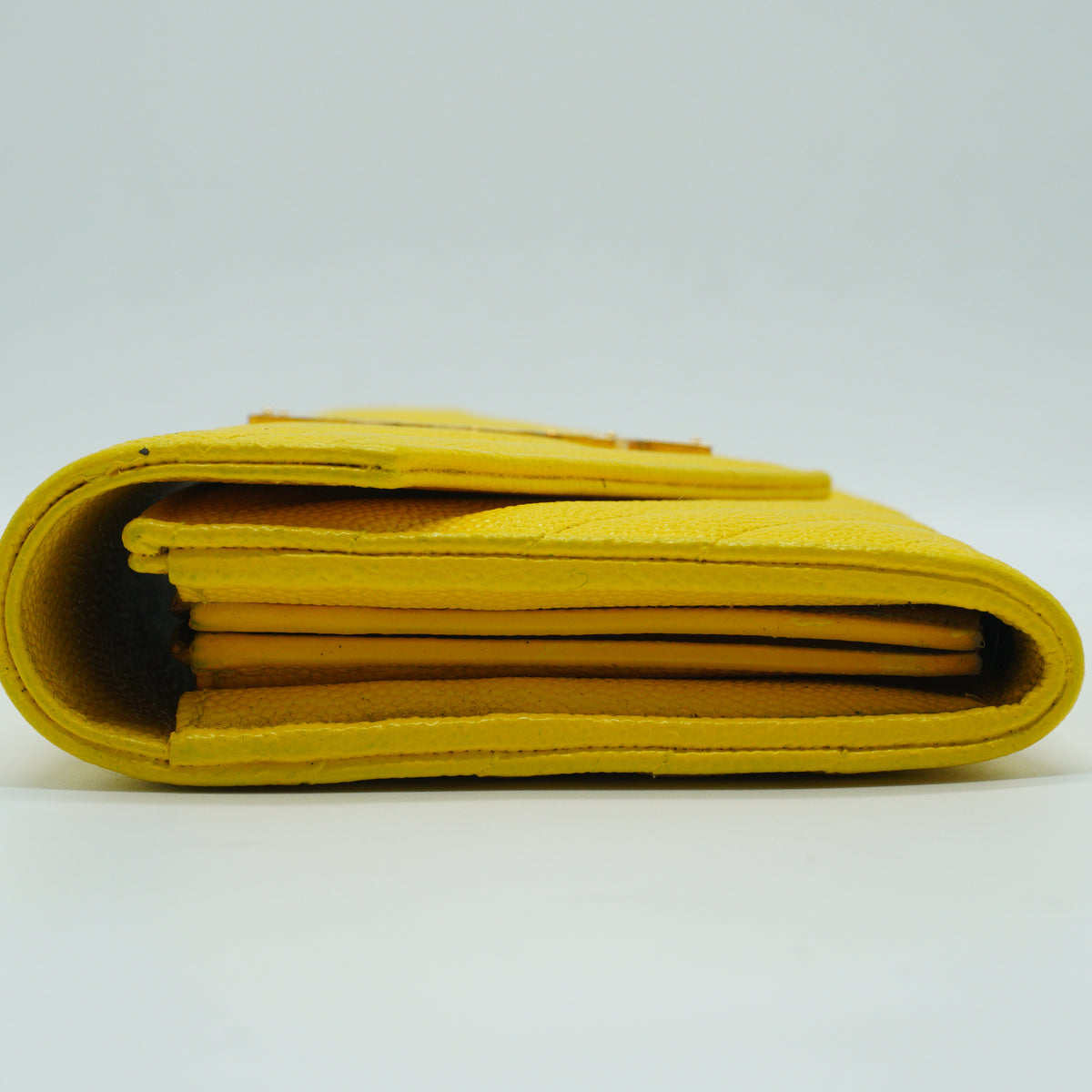 YSL	Envelope Flap Wallet Yellow GHW