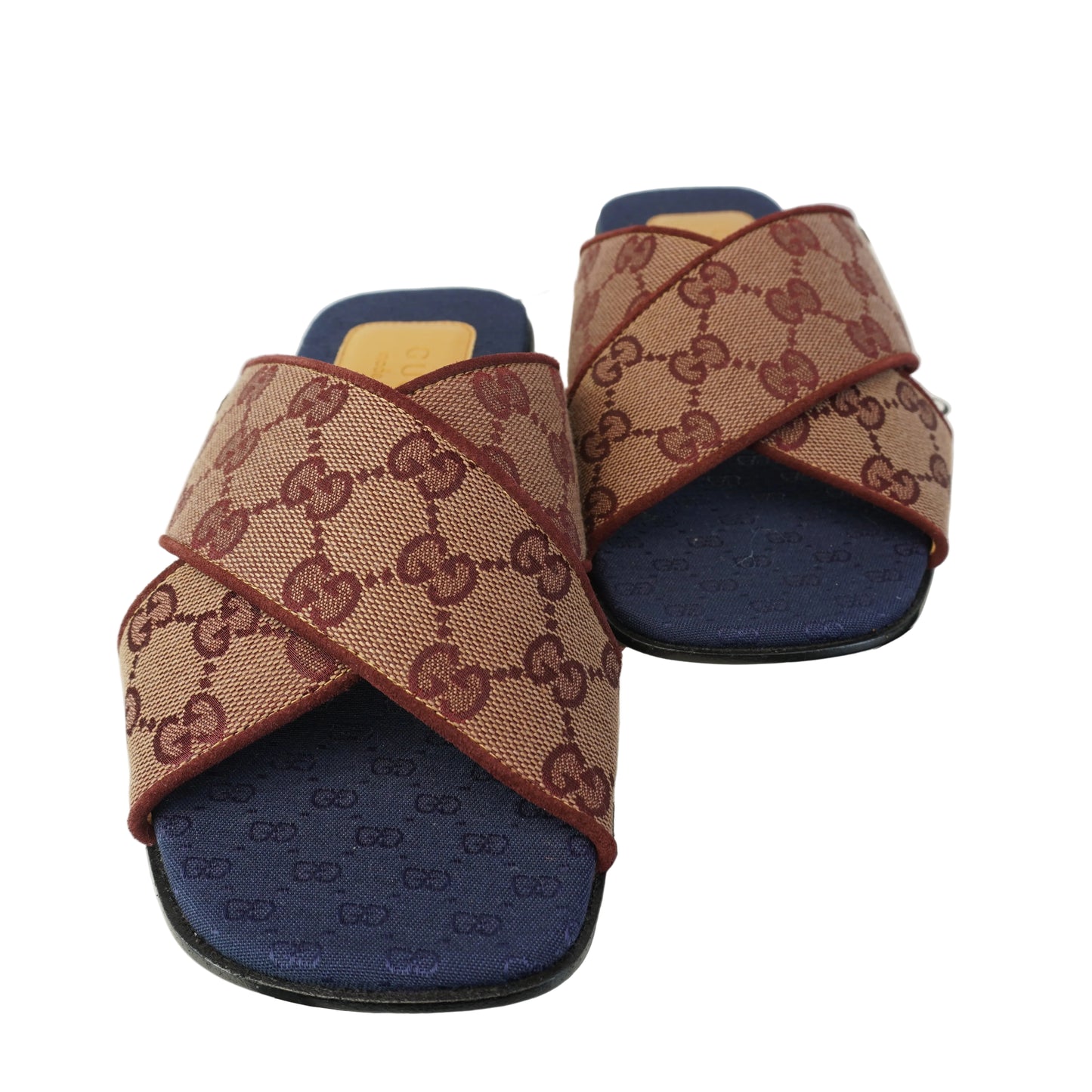 Gucci GG Canvas Criss Cross Slides size 37.5