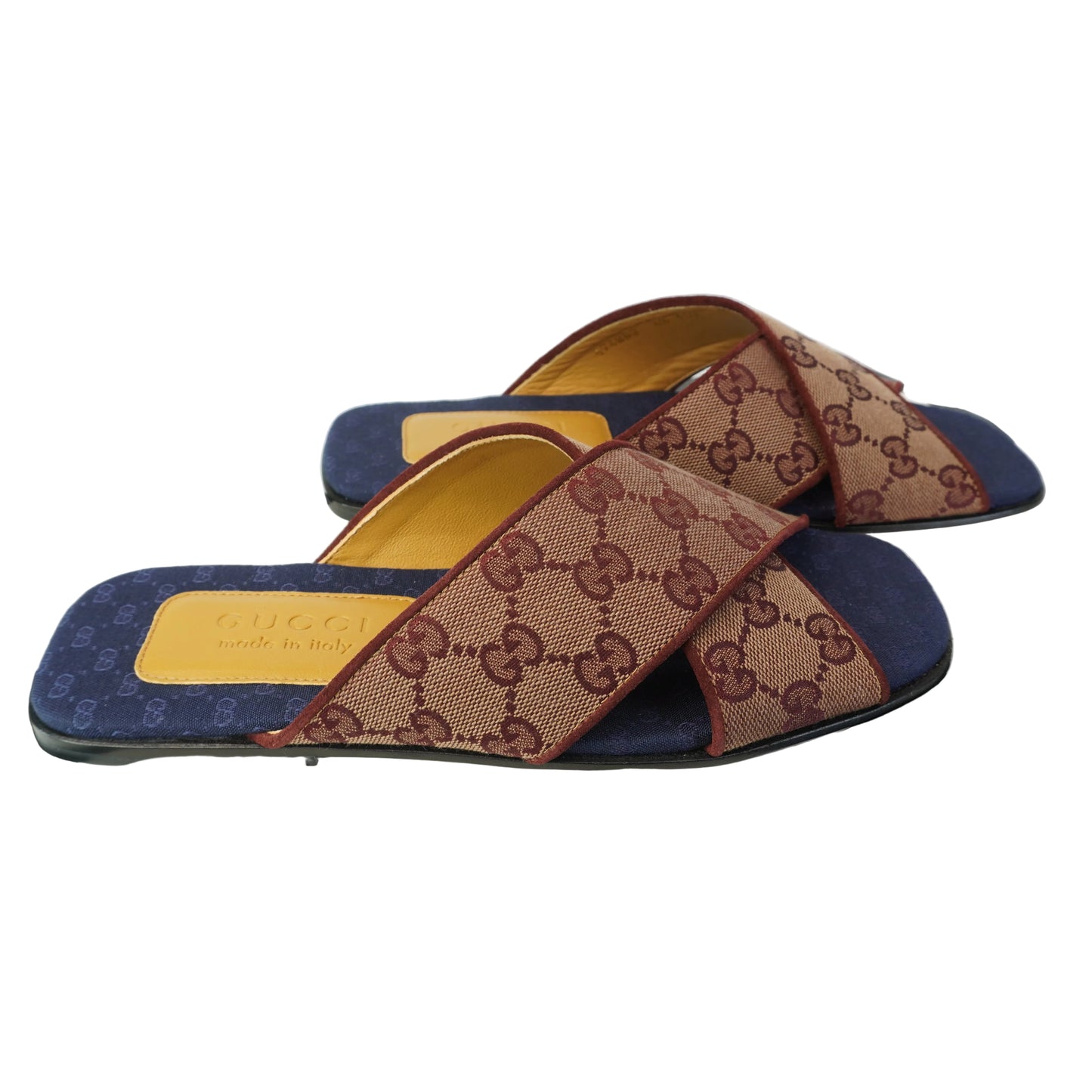 Gucci GG Canvas Criss Cross Slides size 37.5