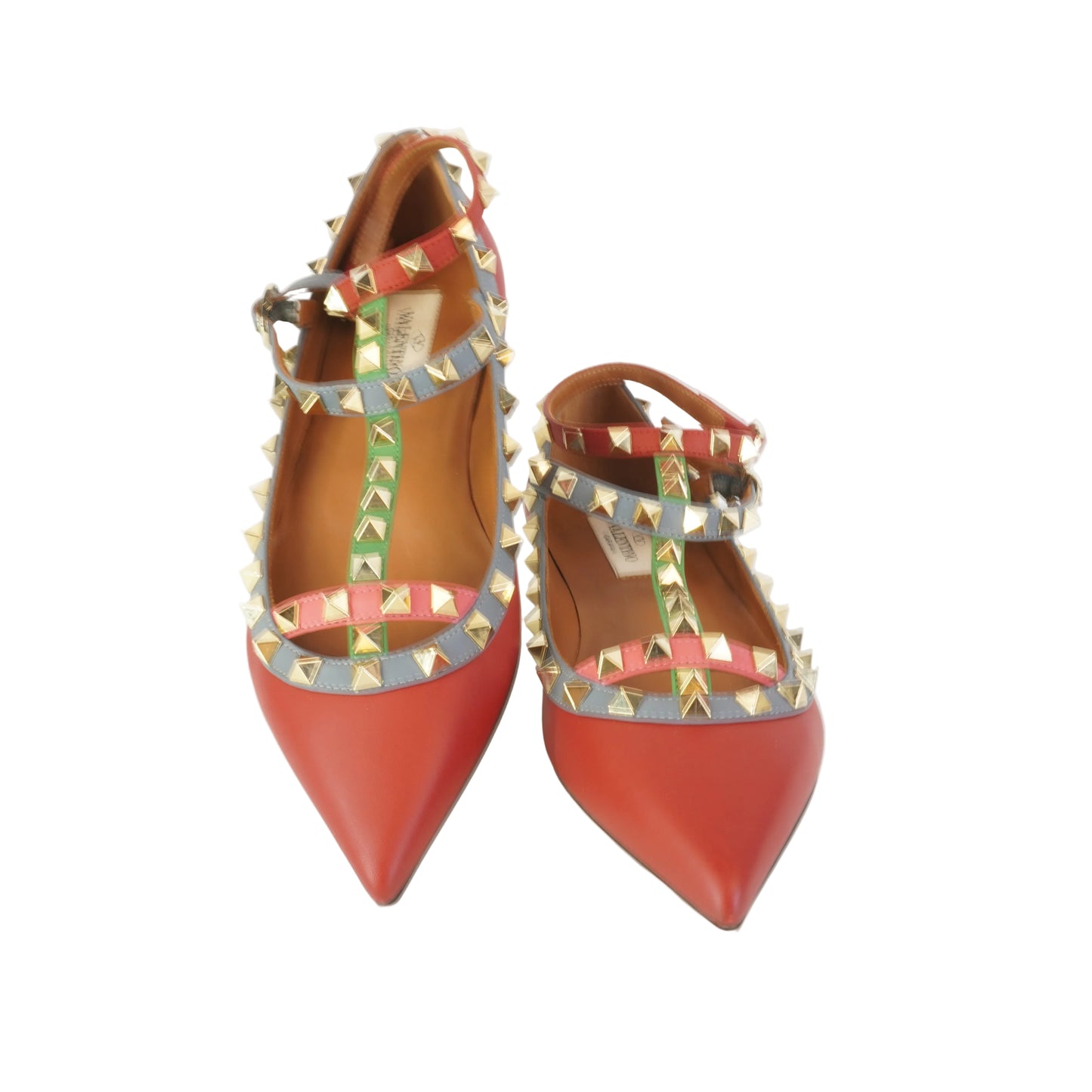 Valentinno Rockstud Caged Ballet Flats Multi-color size 36 1/2