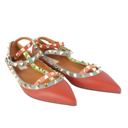 Valentinno Rockstud Caged Ballet Flats Multi-color size 36 1/2