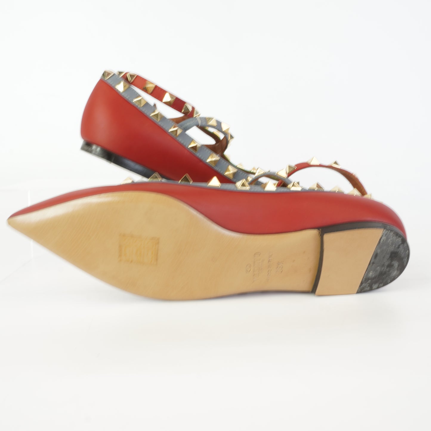 Valentinno Rockstud Caged Ballet Flats Multi-color size 36 1/2