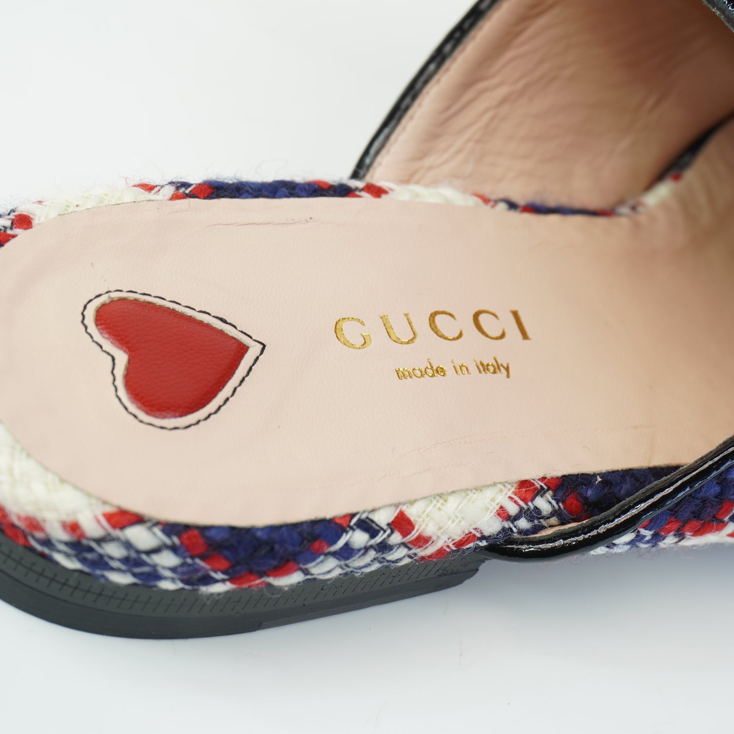 Gucci Princetown Tweed Horsebit Mules Red/White size 37