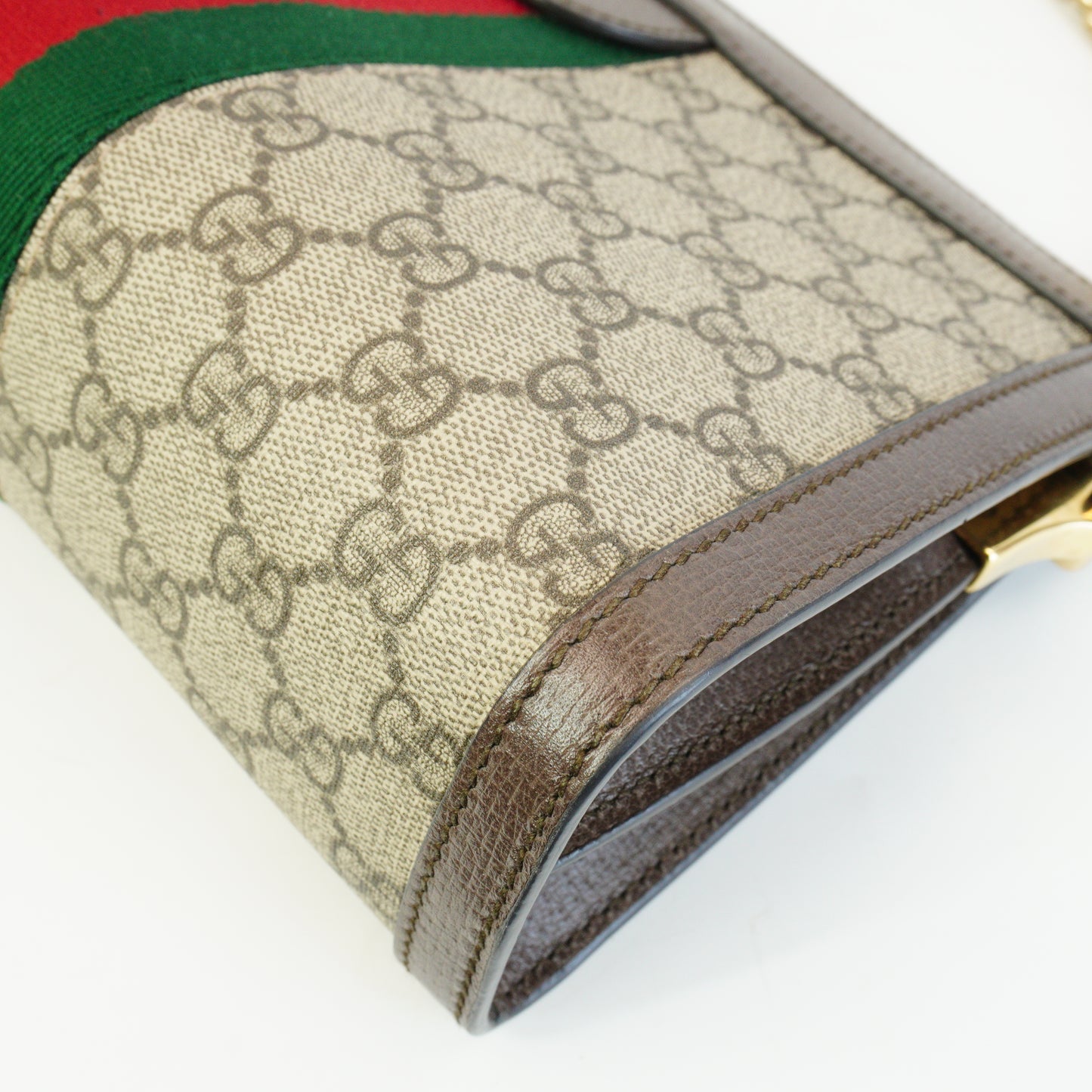 Gucci Ophidia GG Shoulder Bag Brown Trims Small GHW