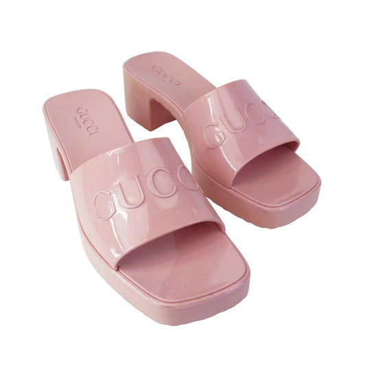 Gucci Block Heels Sandals Pink Size 38