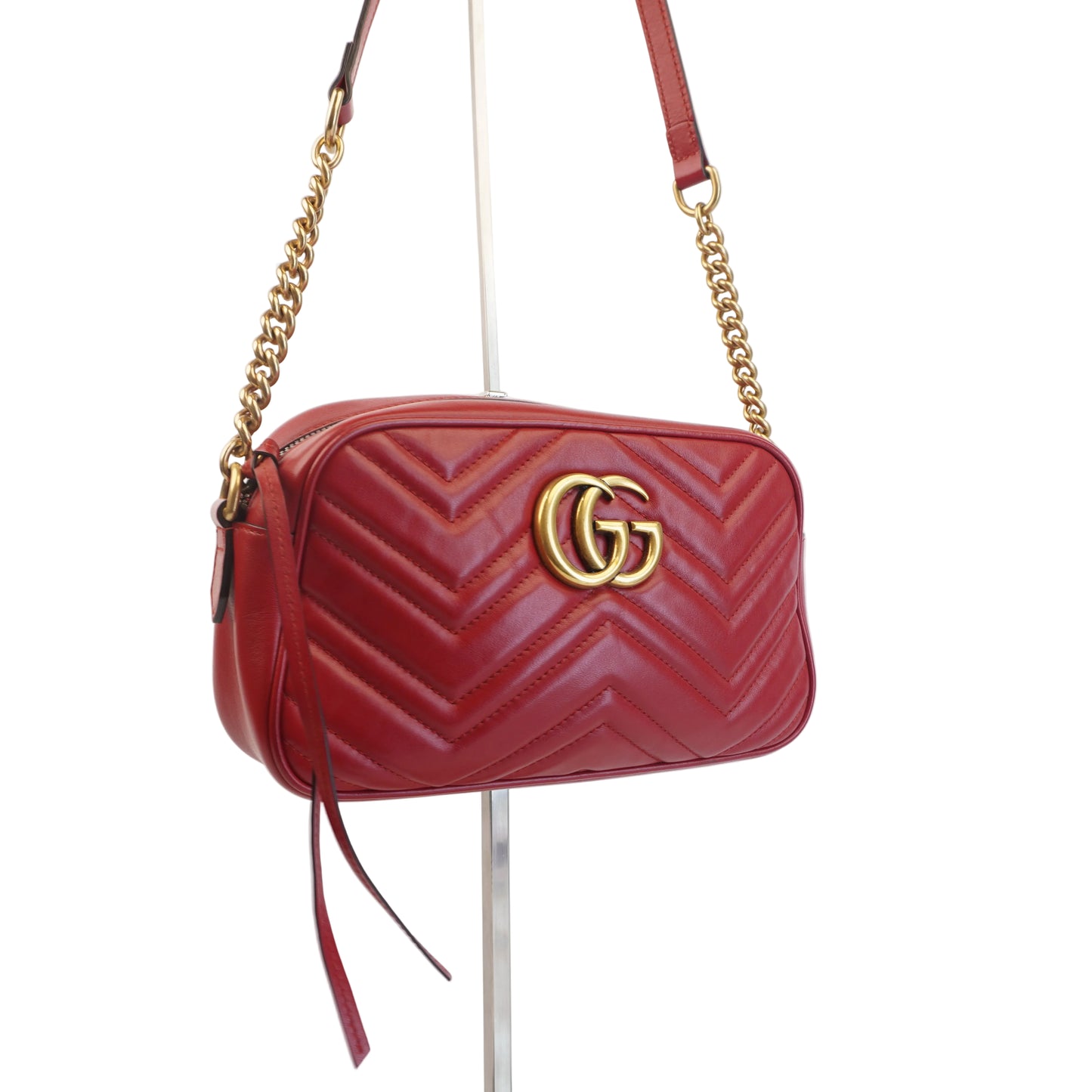 Gucci GG Marmont Matelasse Small Camera Bag Red