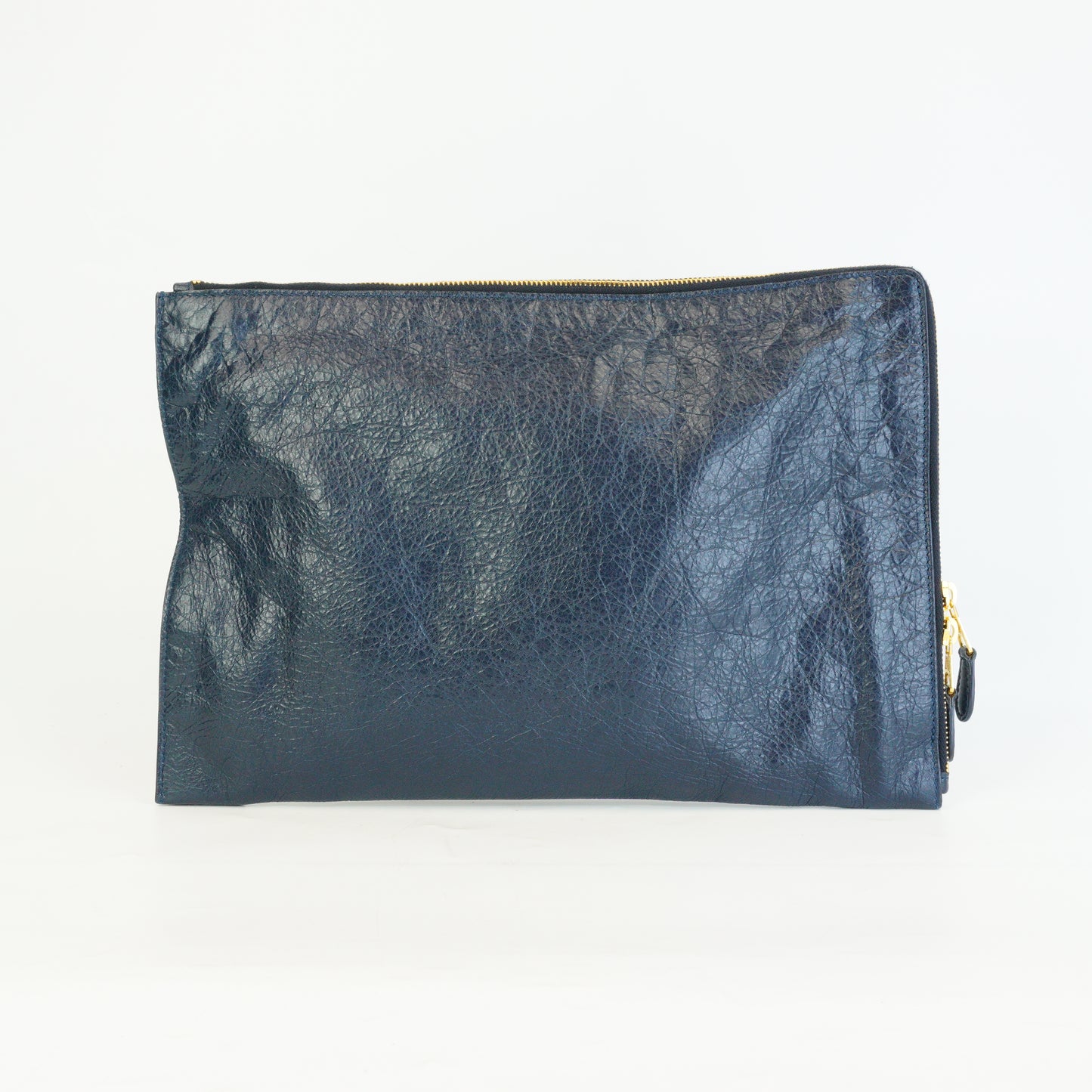 Balenciaga Giant Flat Clutch Navy Blue Medium GHW
