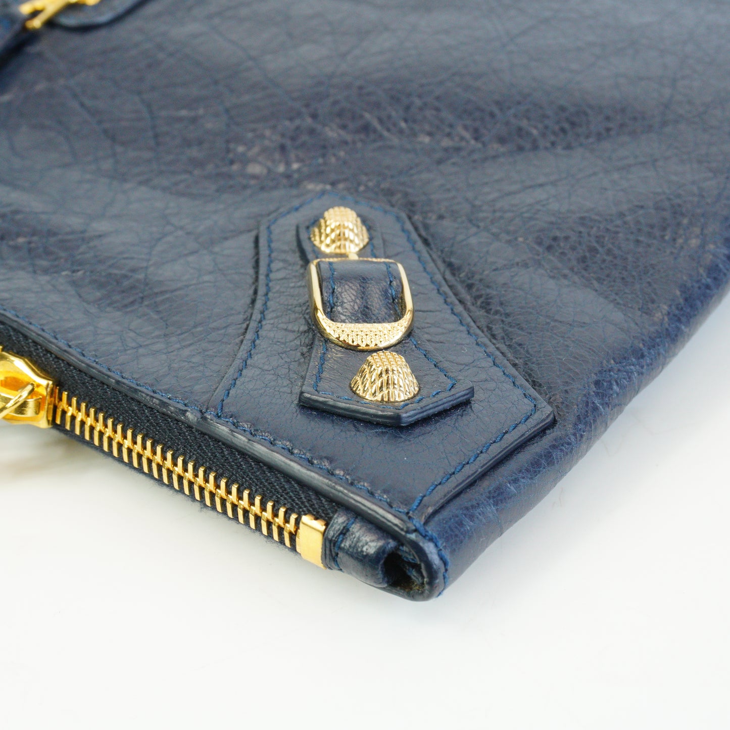 Balenciaga Giant Flat Clutch Navy Blue Medium GHW