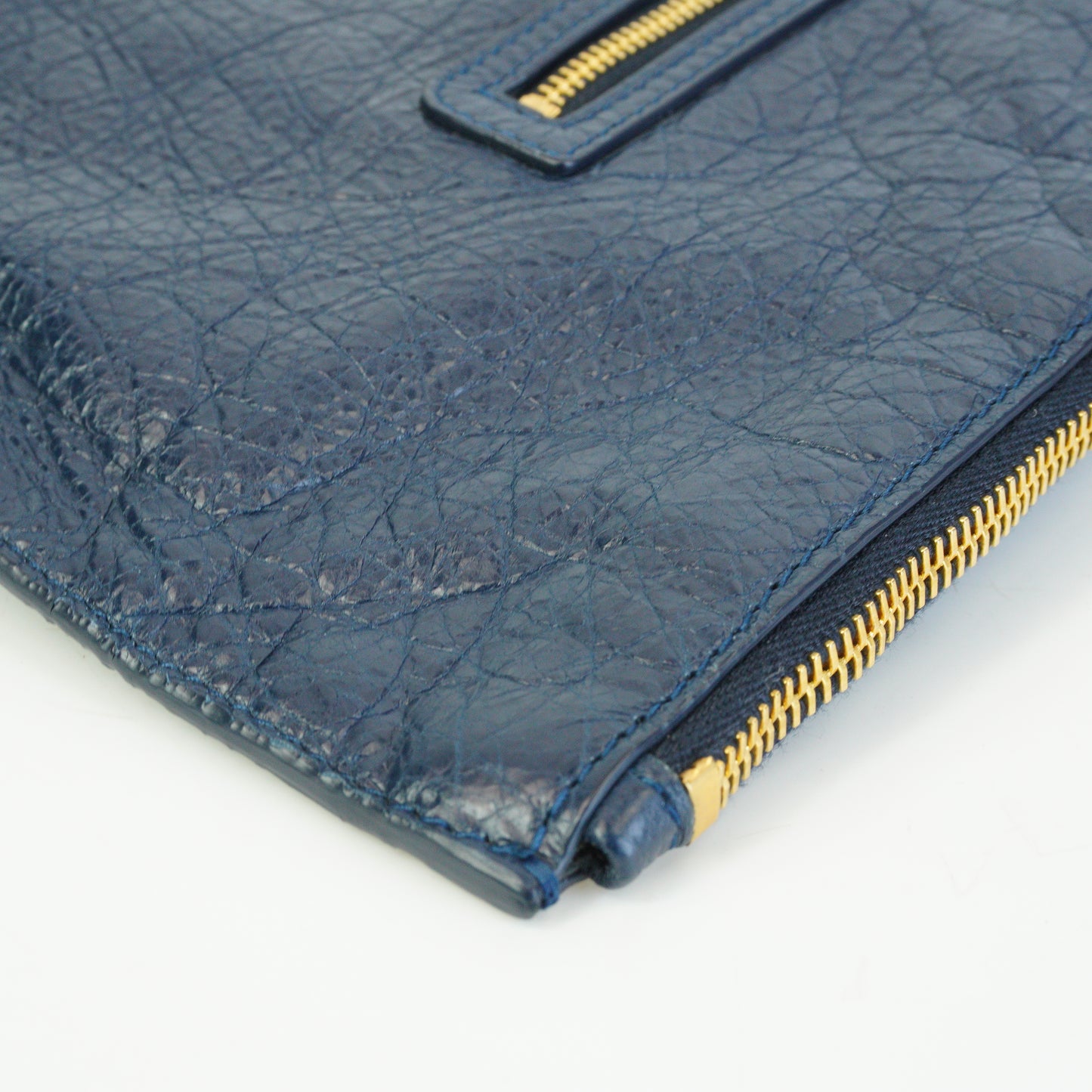 Balenciaga Giant Flat Clutch Navy Blue Medium GHW
