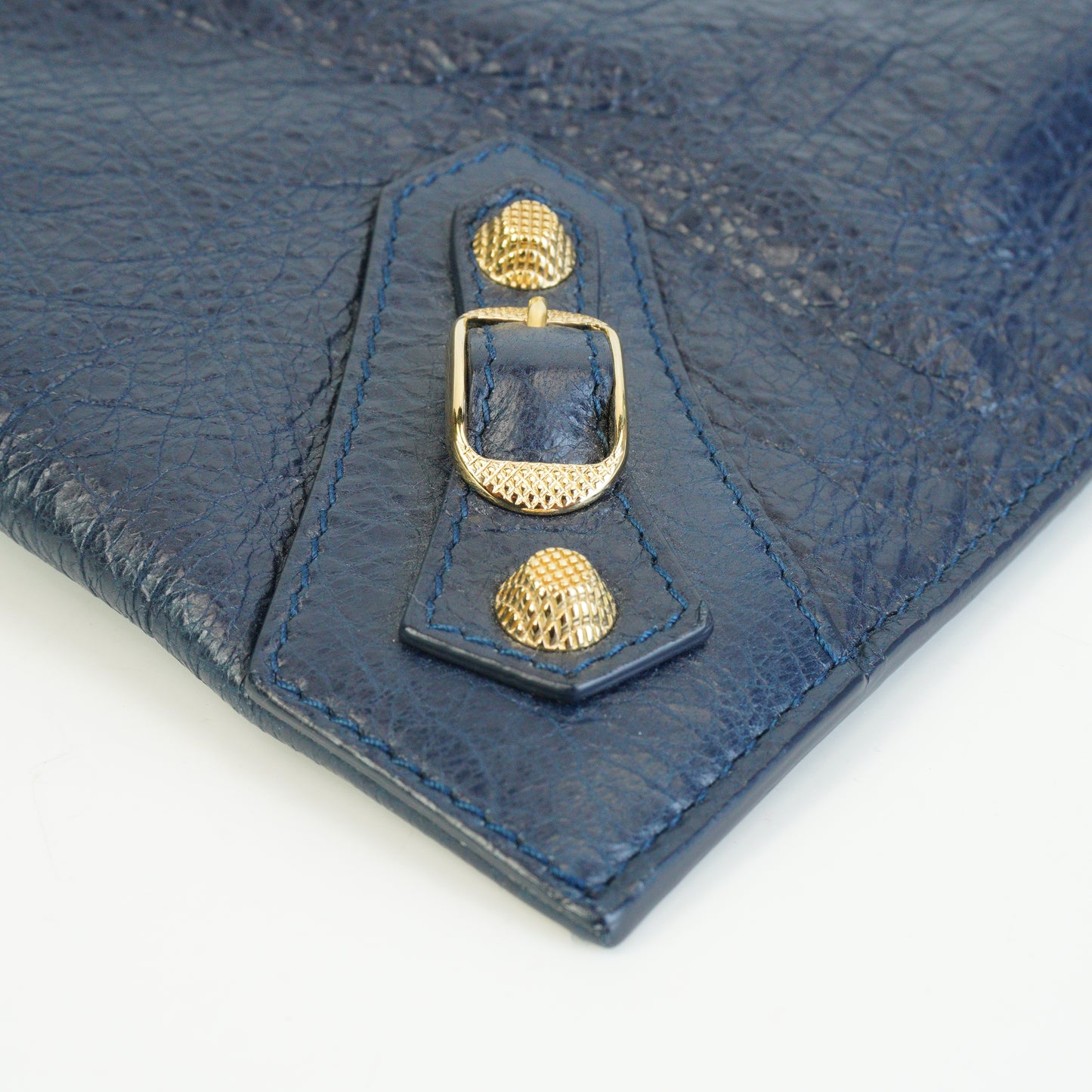 Balenciaga Giant Flat Clutch Navy Blue Medium GHW