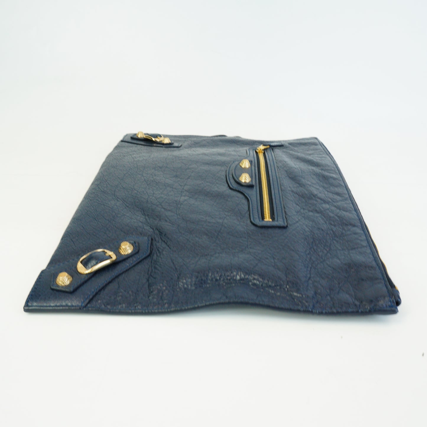 Balenciaga Giant Flat Clutch Navy Blue Medium GHW