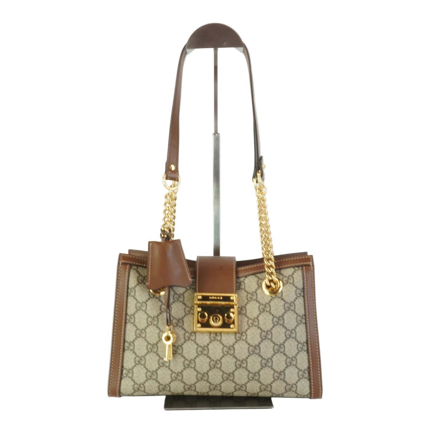 Gucci GG Supreme Padlock Small Shoulder Bag Brown