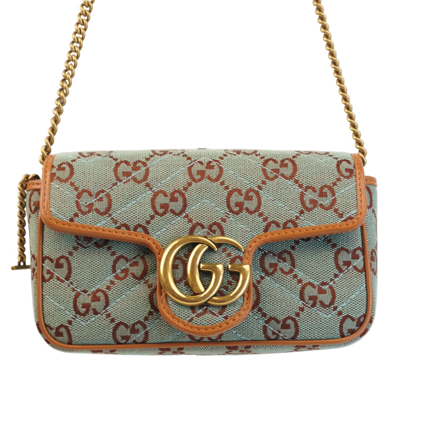 Gucci GG Marmont Super Mini Shoulder Bag Azure/Brown
