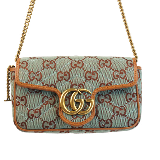 Gucci GG Marmont Super Mini Shoulder Bag Azure/Brown