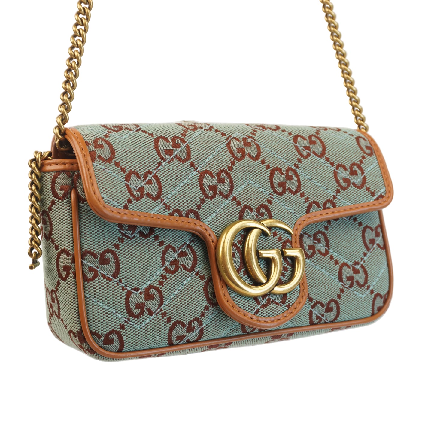 Gucci GG Marmont Super Mini Shoulder Bag Azure/Brown