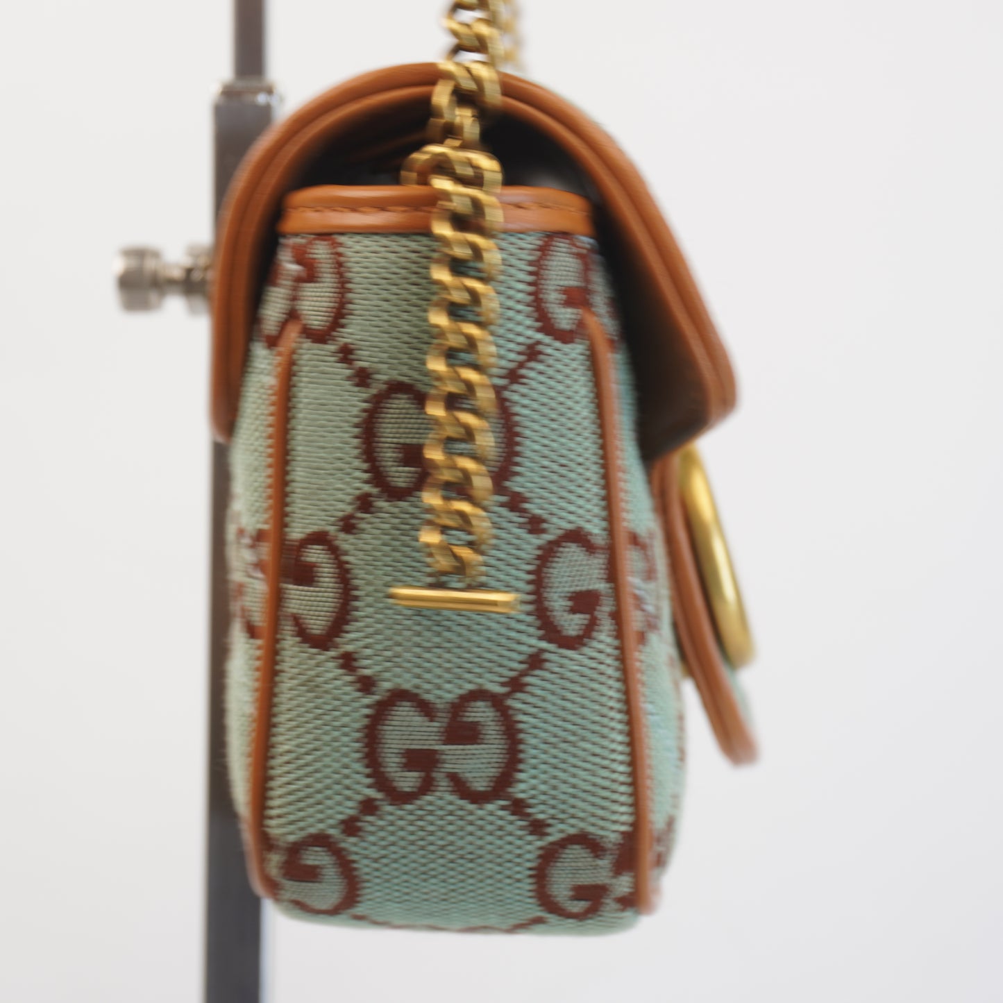 Gucci GG Marmont Super Mini Shoulder Bag Azure/Brown