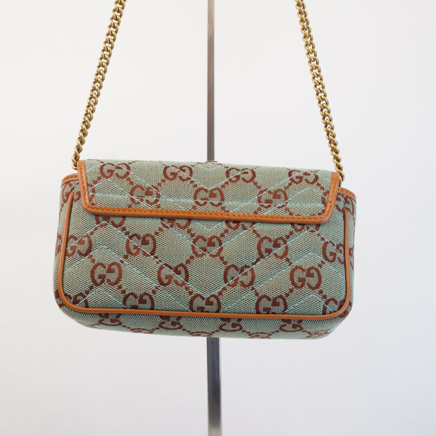 Gucci GG Marmont Super Mini Shoulder Bag Azure/Brown