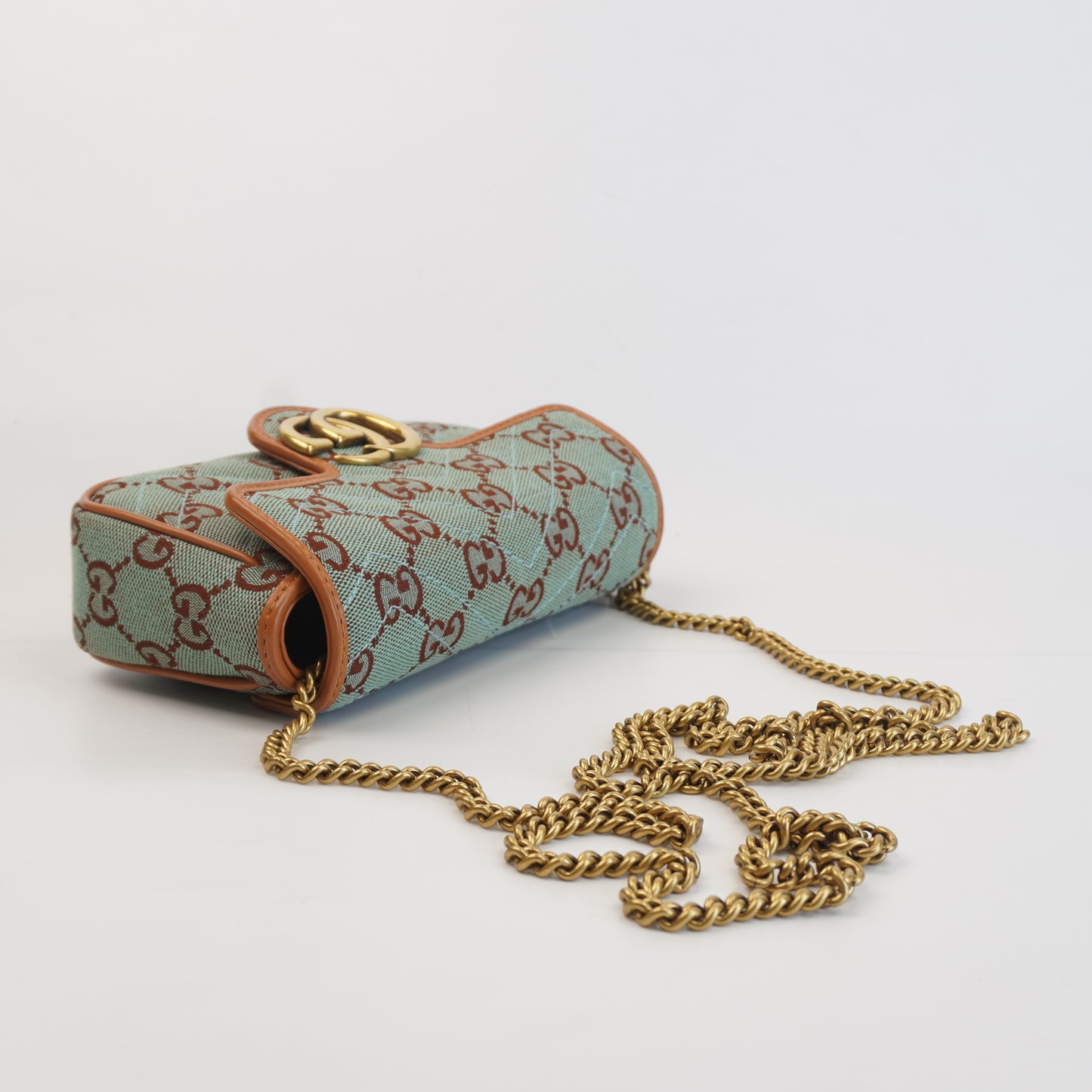 Gucci GG Marmont Super Mini Shoulder Bag Azure/Brown