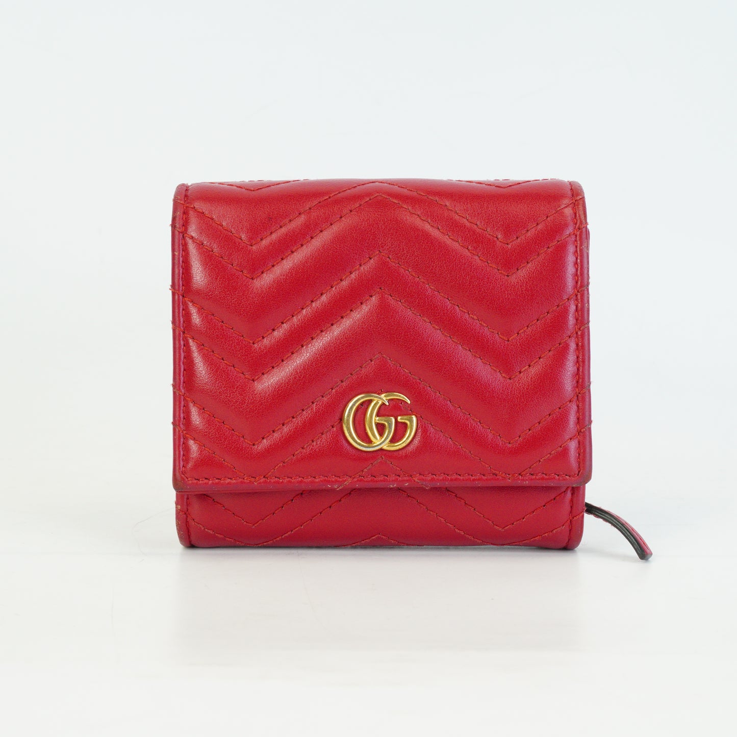 Gucci GG Marmont Matelasse Wallet Red GHW