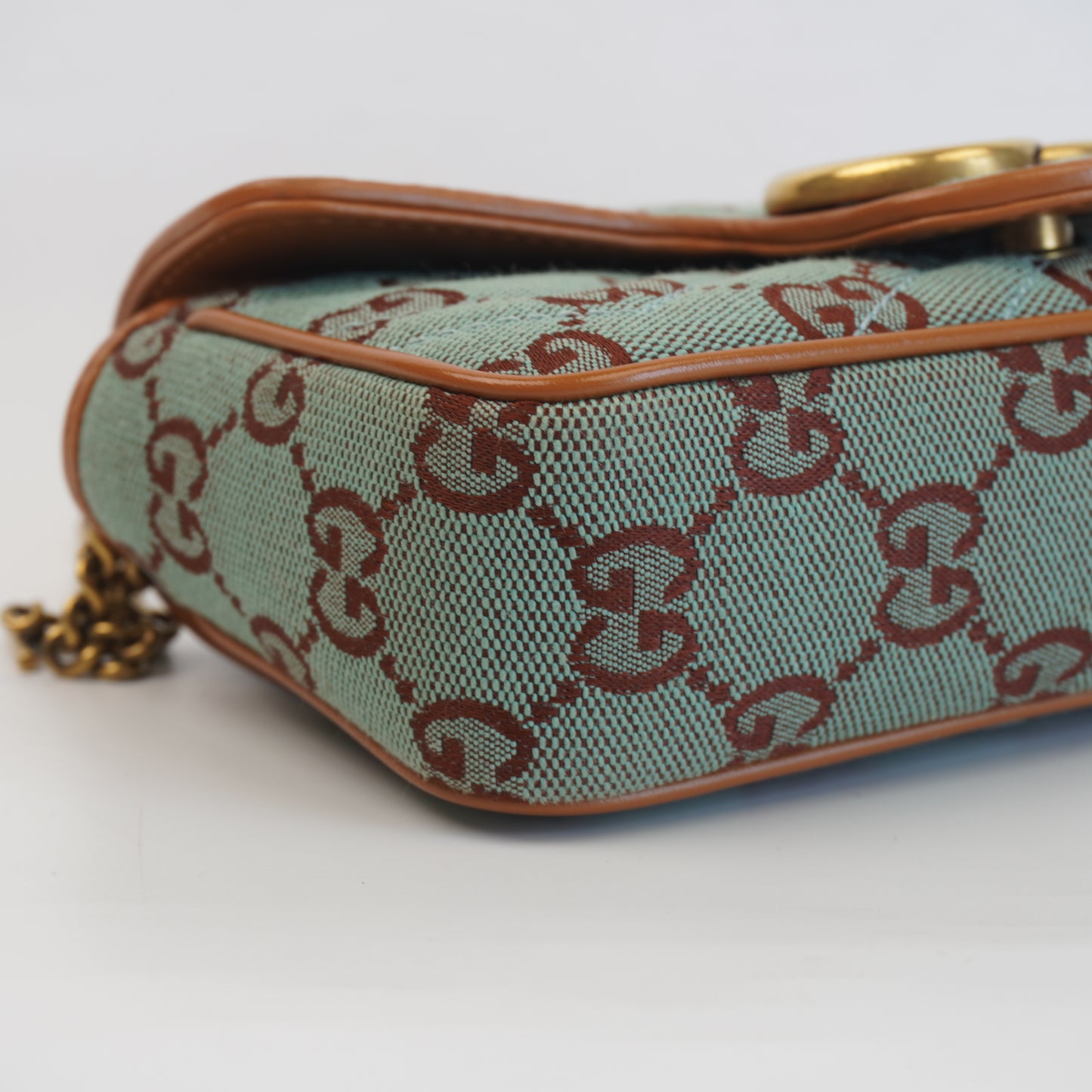 Gucci GG Marmont Super Mini Shoulder Bag Azure/Brown