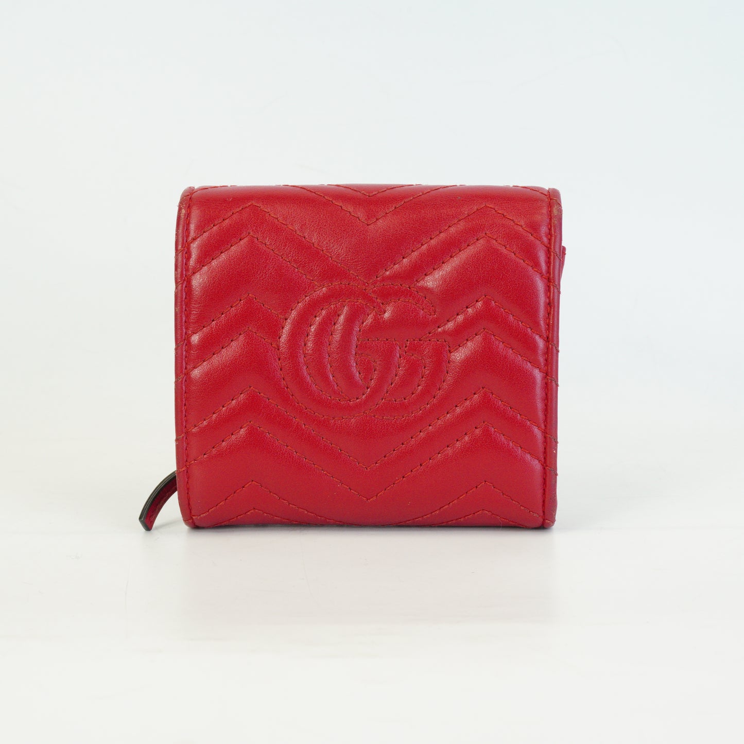 Gucci GG Marmont Matelasse Wallet Red GHW
