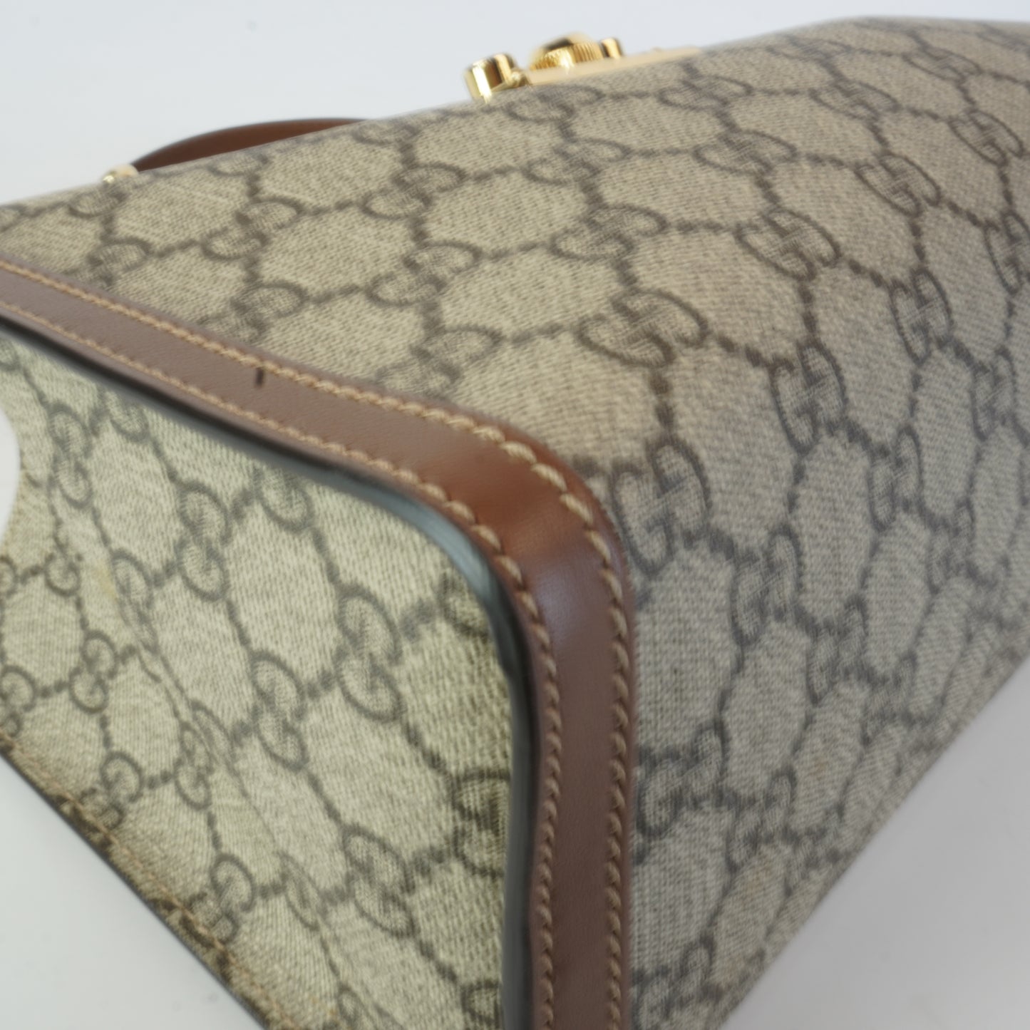 Gucci GG Supreme Padlock Small Shoulder Bag Brown
