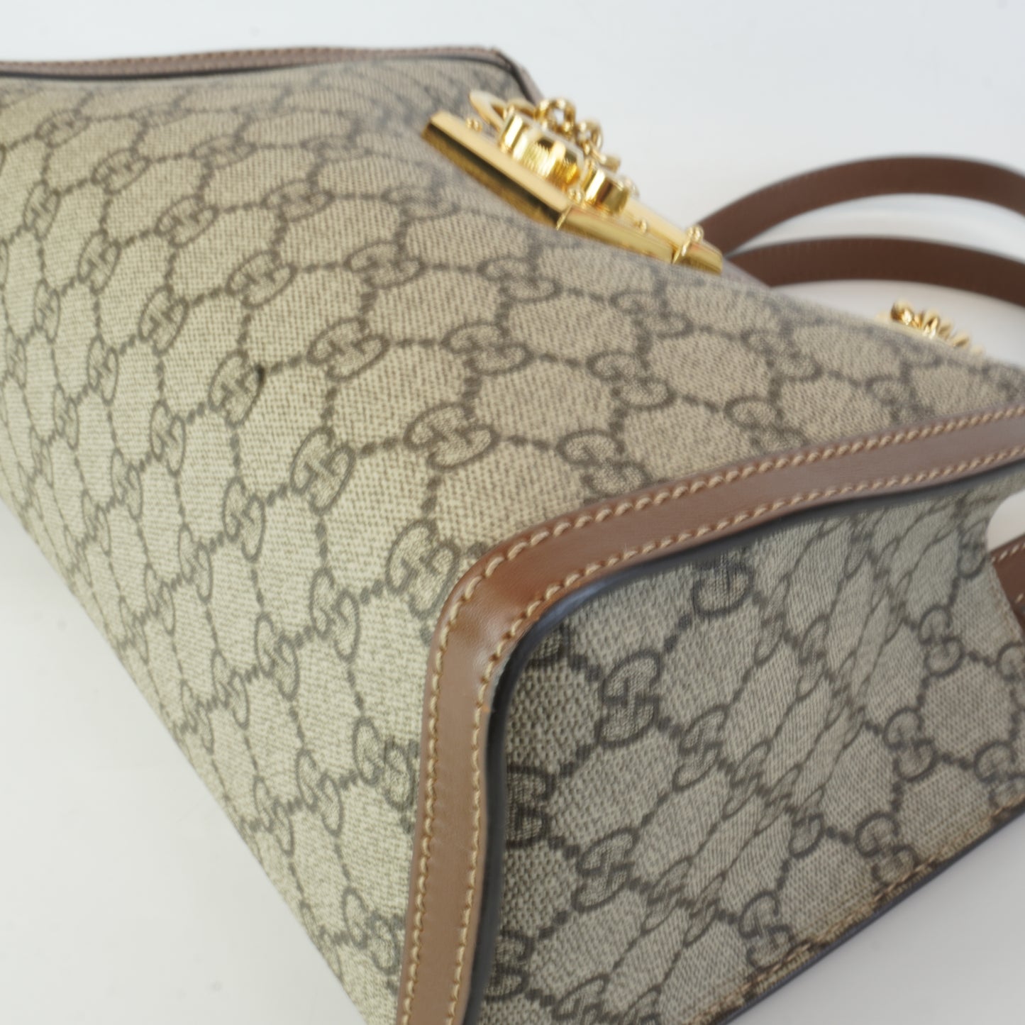 Gucci GG Supreme Padlock Small Shoulder Bag Brown