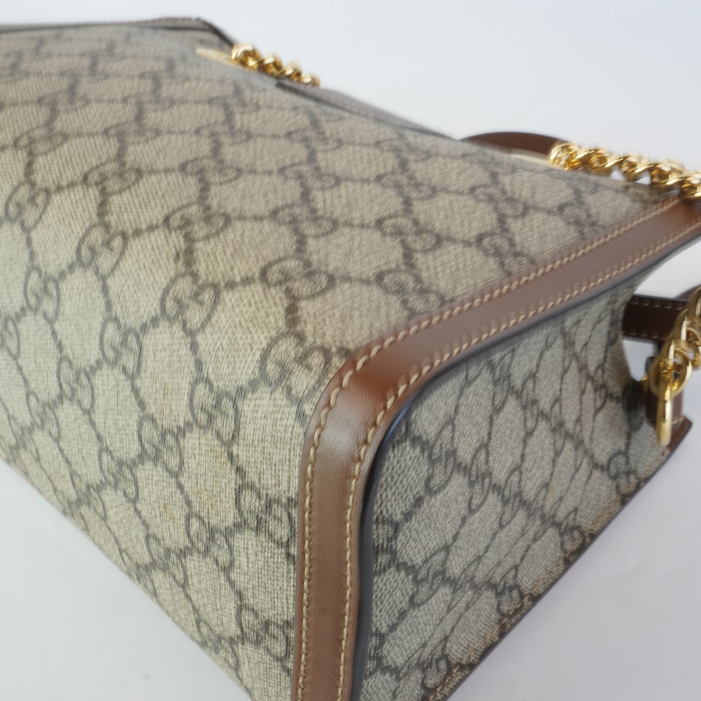 Gucci GG Supreme Padlock Small Shoulder Bag Brown