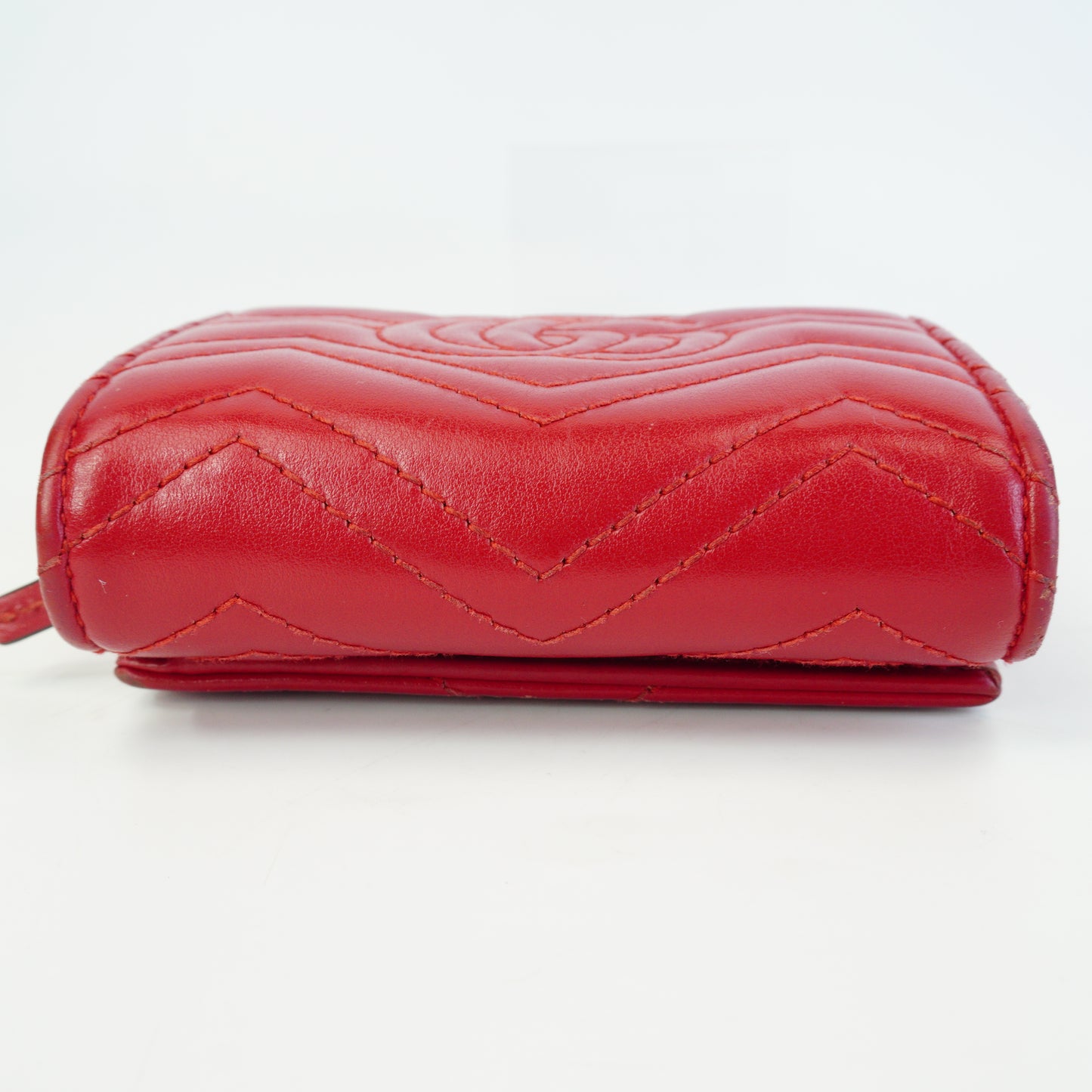 Gucci GG Marmont Matelasse Wallet Red GHW