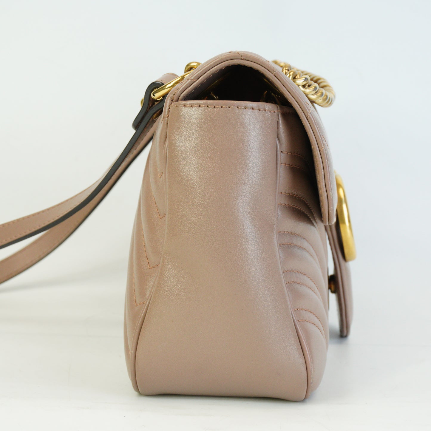 Gucci GG Marmont Matelasse Shoulder Bag Beige Small GHW